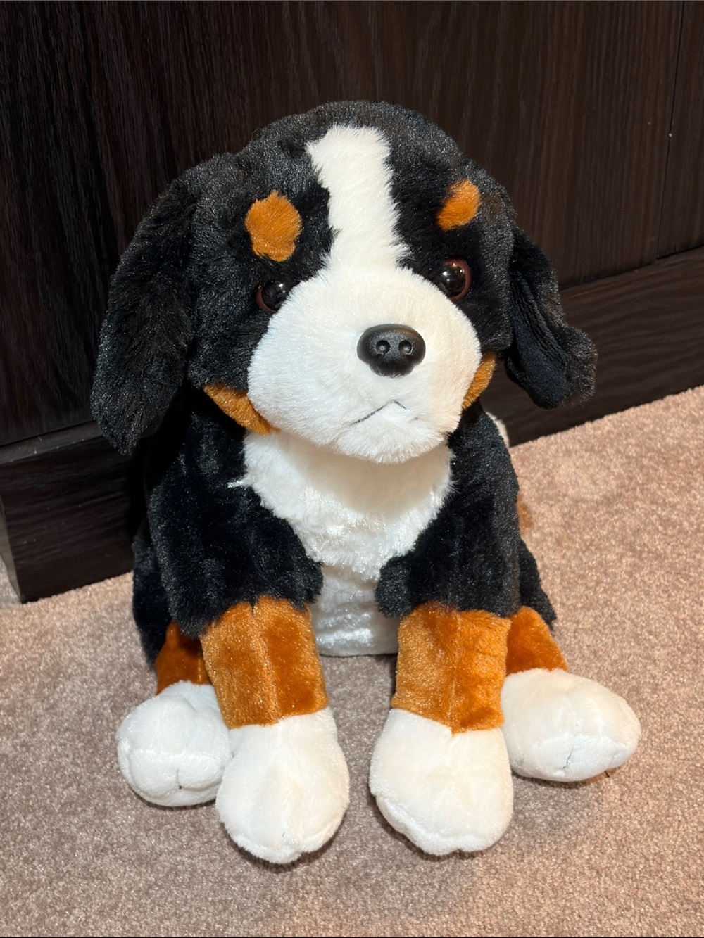 Plush Bernese Mountain Dog Toy - Black White Brown - Soft Cuddly Companion